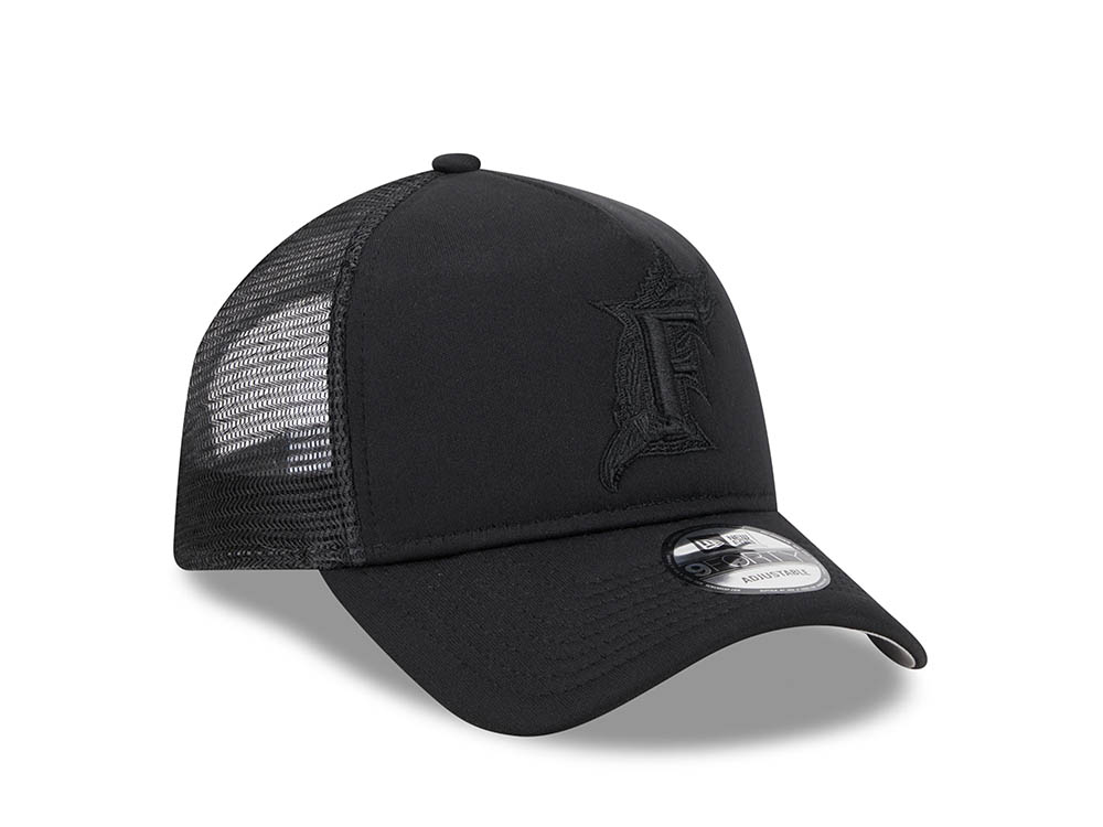 New Era Florida Marlins Black All Day 9Forty A Frame Trucker Snapback Hat