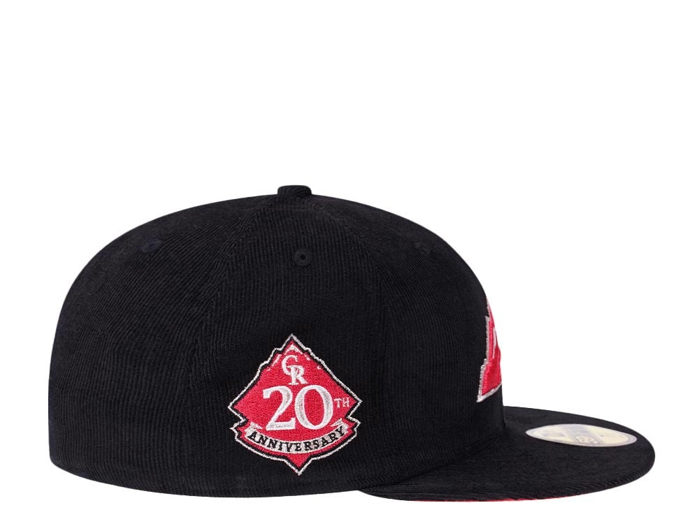 New Era Colorado Rockies 20th Anniversary Black Lava Cordroy Edition 59Fifty Fitted Hat