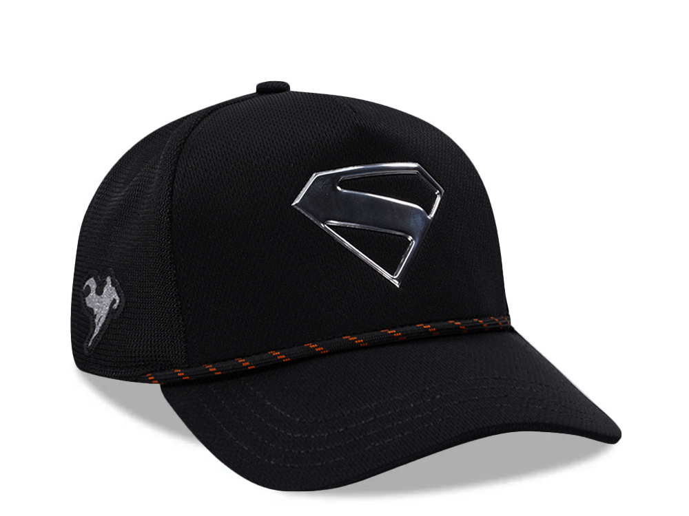 Capslab Superman Silver Logo Black Trucker Snapback Hat