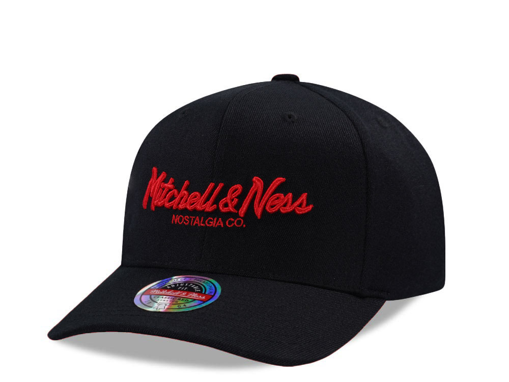 Mitchell & Ness Olive Pinscript Classic Red Stretch Snapback Cap