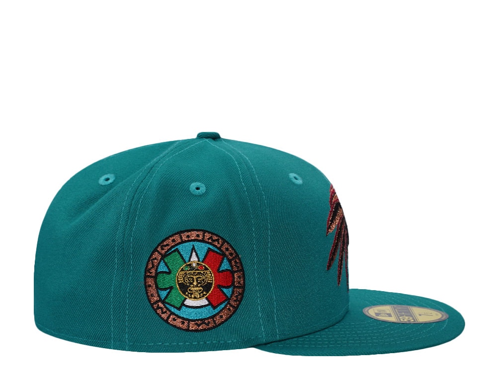 New Era Mexico Aztec Skull Teal Prime Edition 59Fifty Fitted Hat