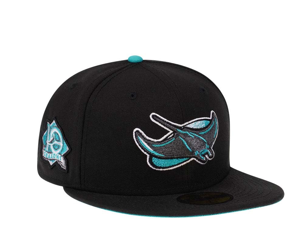 New Era Tampa Bay Rays 10th Anniversary Metallic Black Teal Edition 59Fifty Fitted Hat