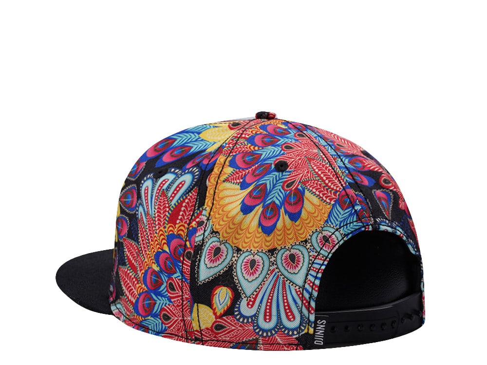 Djinns 6 Panel Peacock Linen Multicolor Snapback Hat