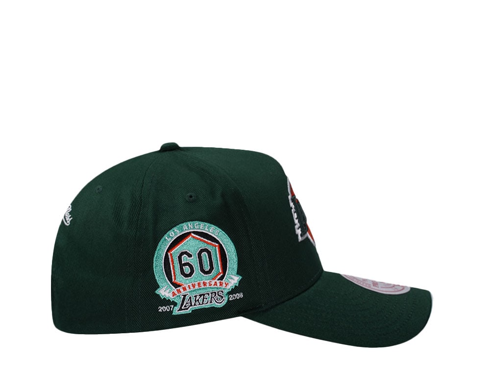 Mitchell & Ness Los Angeles Lakers 60th Anniversary Green Edition Pro Pinch Fit Snapback Hat