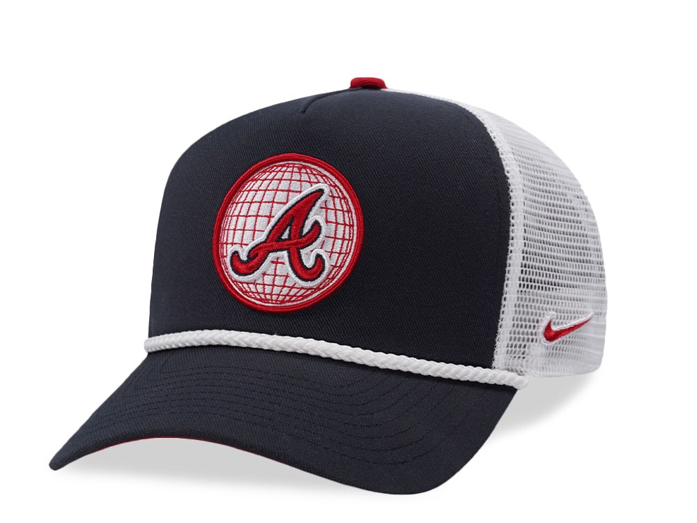 Nike Atlanta Braves Primetime Dri-Fit Rise Navy Edition Trucker Snapback Hat