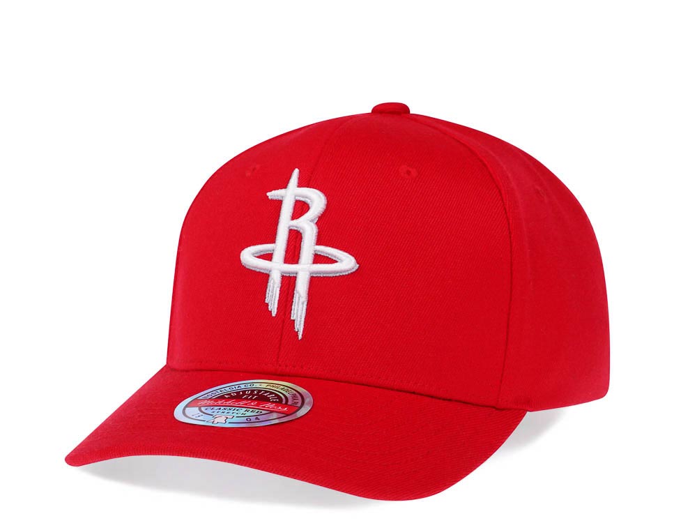 Mitchell Ness Houston Rockets Team Ground Red Line Solid Flex Snapback Cap