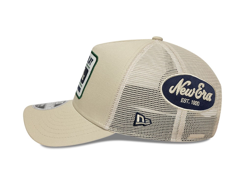 New Era Multi Patch Beige 9Forty M Crown A Frame Snapback Hat