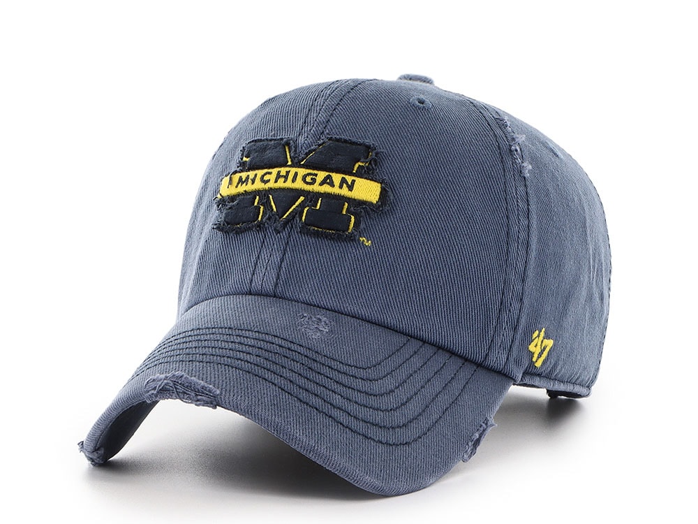 47 Brand Michigan Wolverines Weathered Rusted Navy Clean Up Strapback Hat