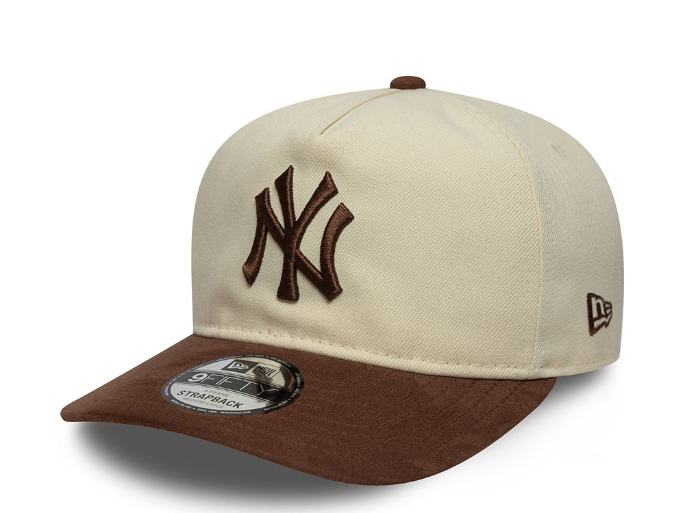 New Era New York Yankees Light Brown Suede Visor Edition 9Fifty A Frame Strapback Hat