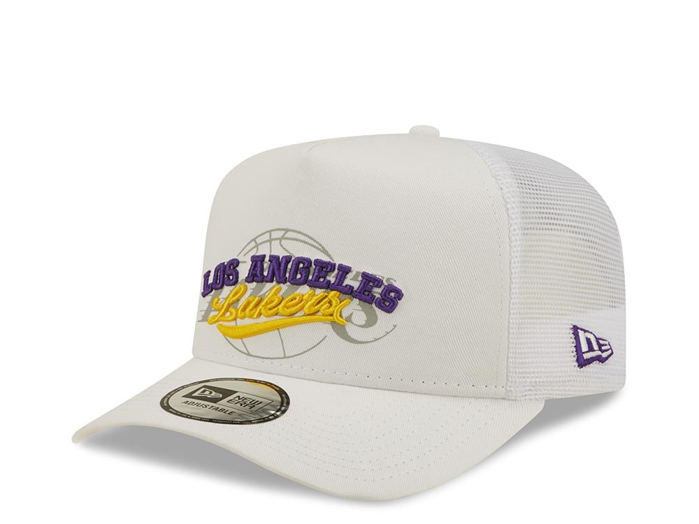 New Era Los Angeles Lakers Logo Overlay Trucker Snapback Hat