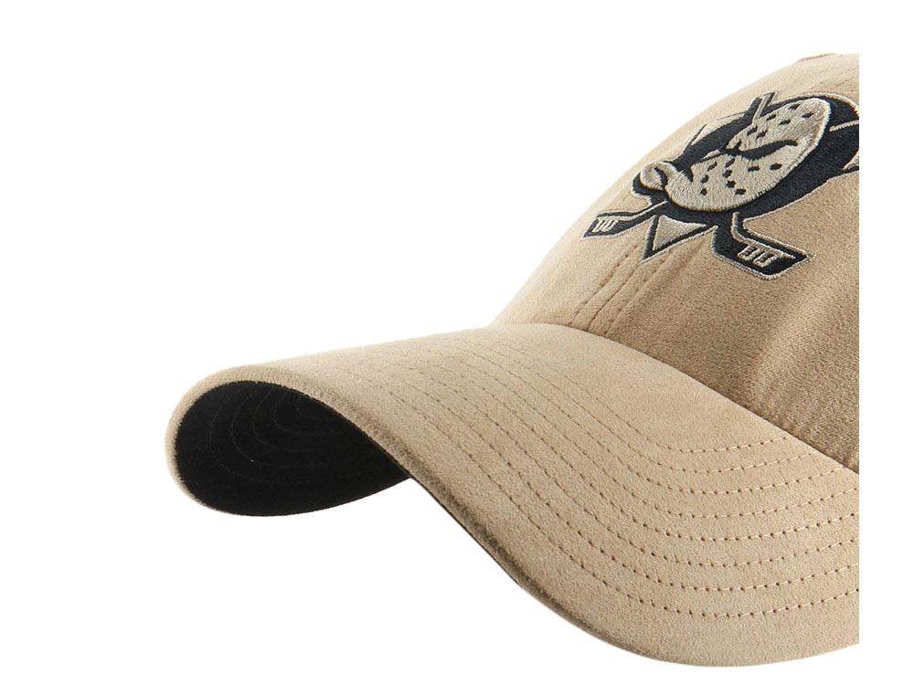 47Brand Anaheim Ducks Khaki Ballpark Suede Edition Clean Up Strapback Hat