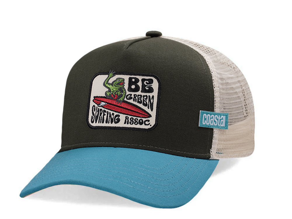 Djinns HFT Be Green Surfing Olive Coastal Edition Trucker Snapback Hat