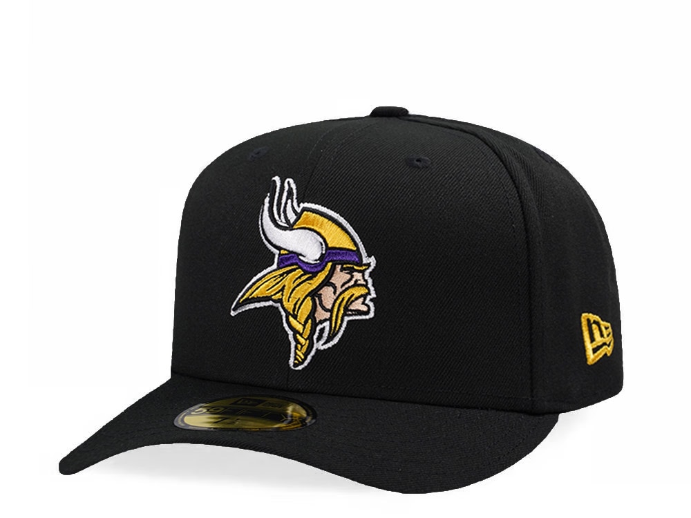 New Era Minnesota Vikings Black Classic Edition Pre Curved 59Fifty Fitted Hat