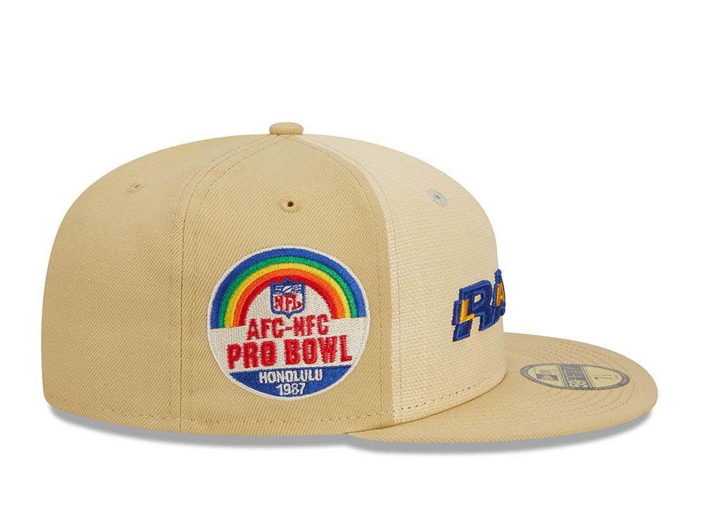 New Era Los Angeles Rams Pro Bowl Honolulu 1987 Raffia Front Vegas Gold Edition 59Fifty Fitted Hat