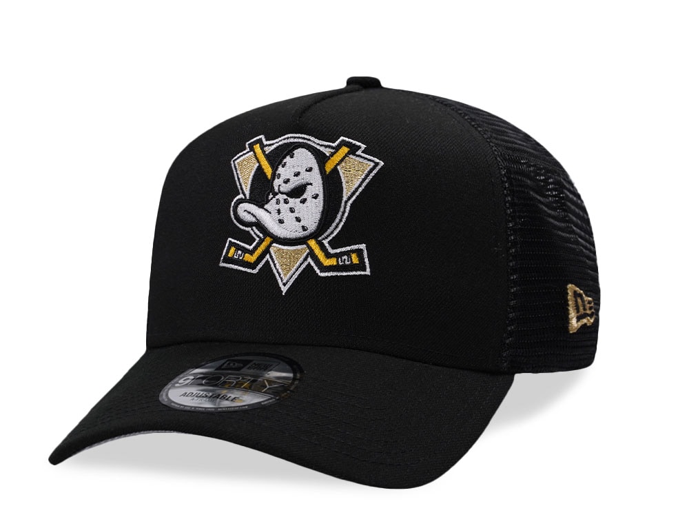 New Era Anaheim Ducks Black Prime Edition 9Forty A Frame Trucker Snapback Hat