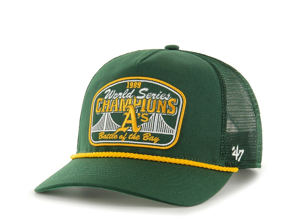 47Brand Oakland Athletics Dark Green World Series Chanpions Patch Edition Trucker Hitch Snapback Hat
