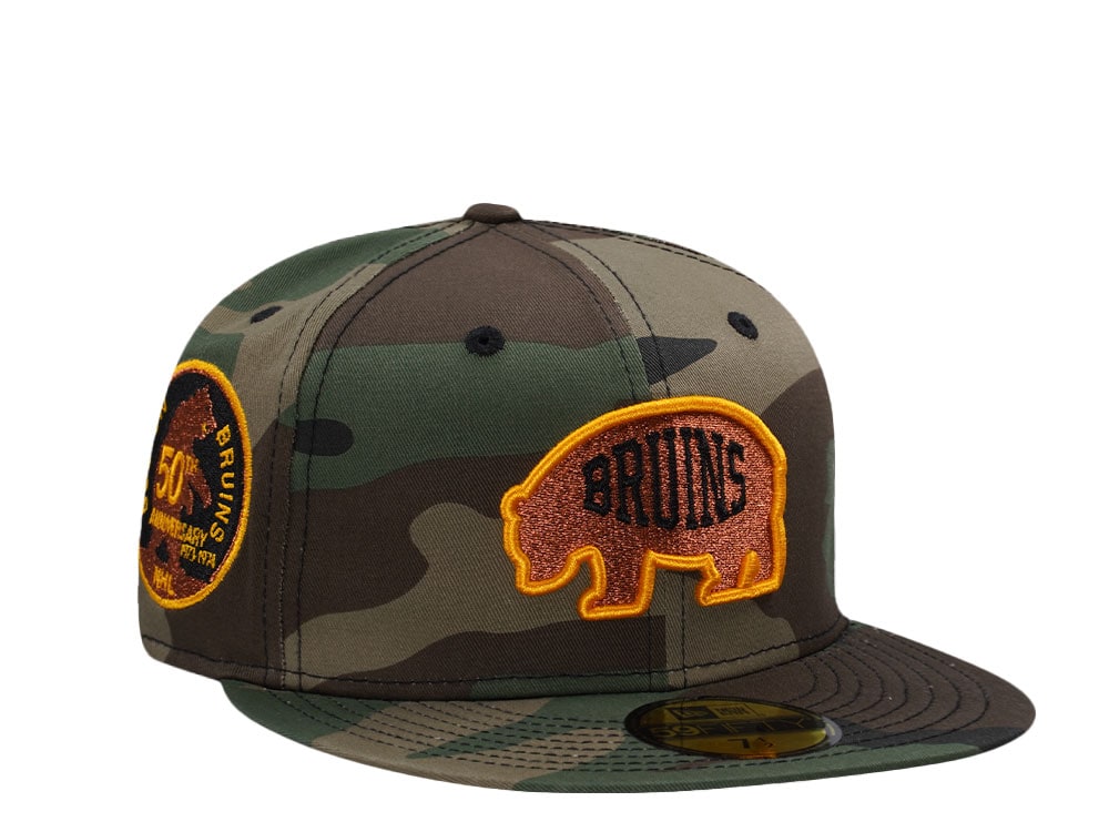 New Era Boston Bruins 50th Anniversary Woodland Camouflage Edition 59Fifty Fitted Hat