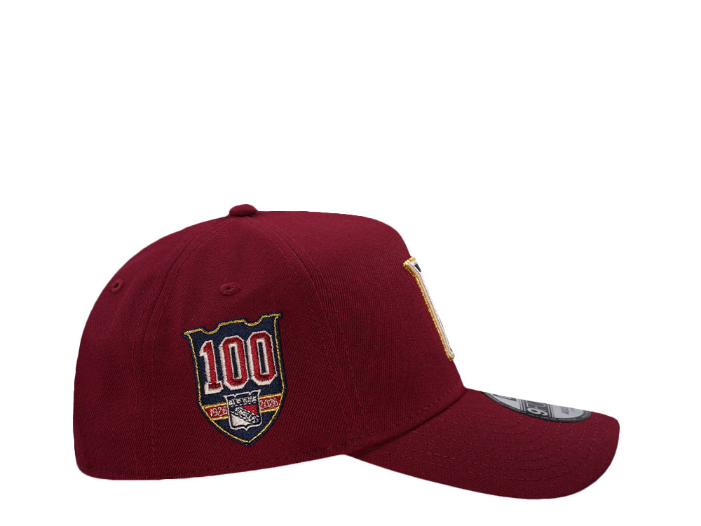 New Era New York Rangers 100th Anniversary Cardinal Red Prime Edition 9Forty A Frame Snapback Hat
