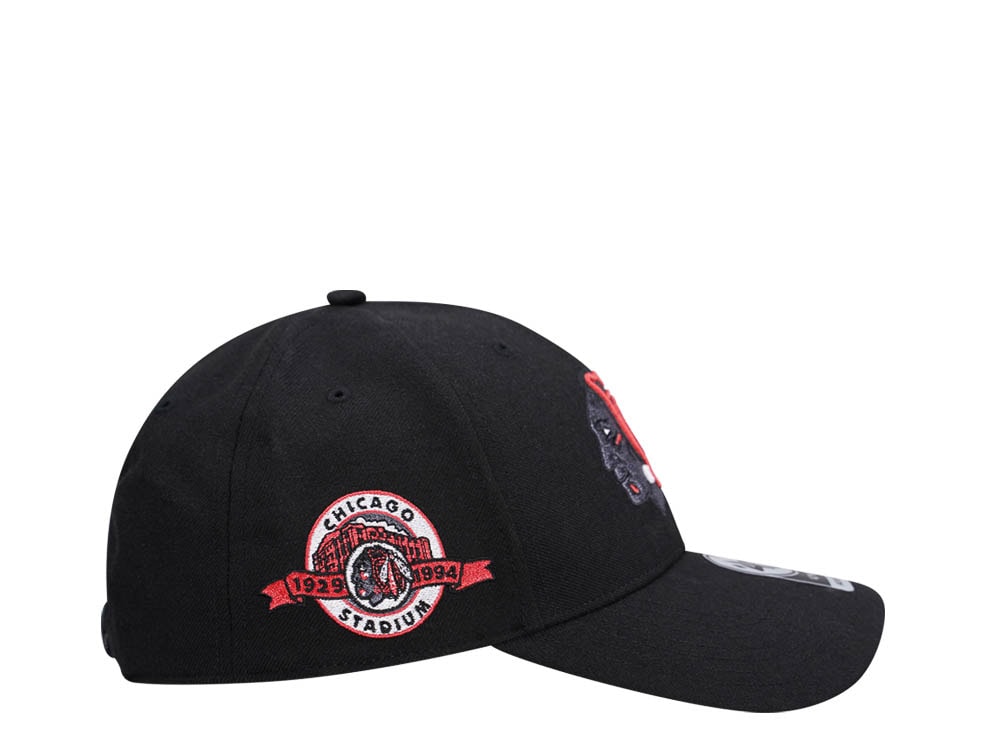 47Brand Chicago Blackhawks Vintage Black Sure Shot MVP Snapback Hat