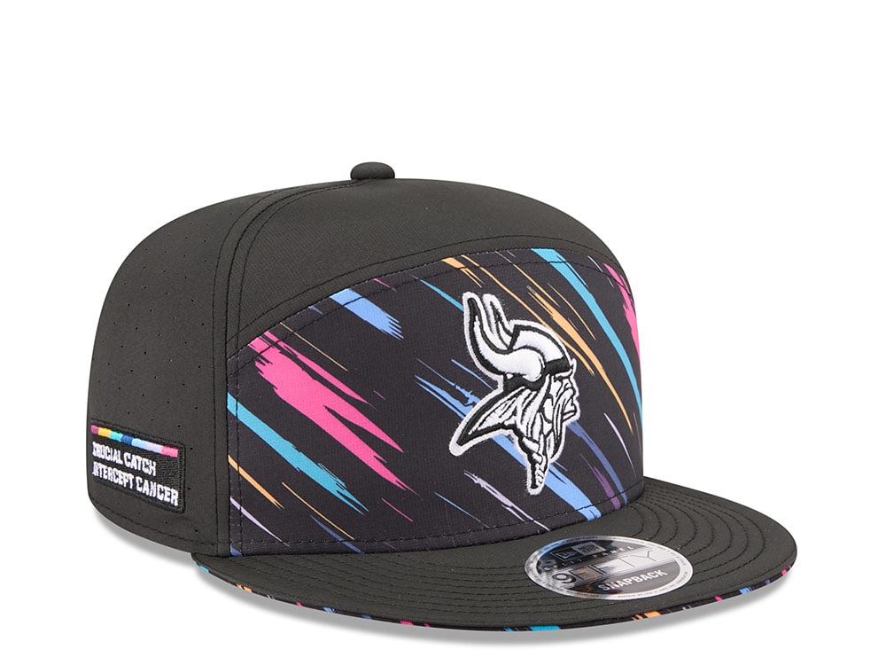 New Era Minnesota Vikings Crucial Catch 2026 Black Edition 9Fifty Split Panel Snapback Hat