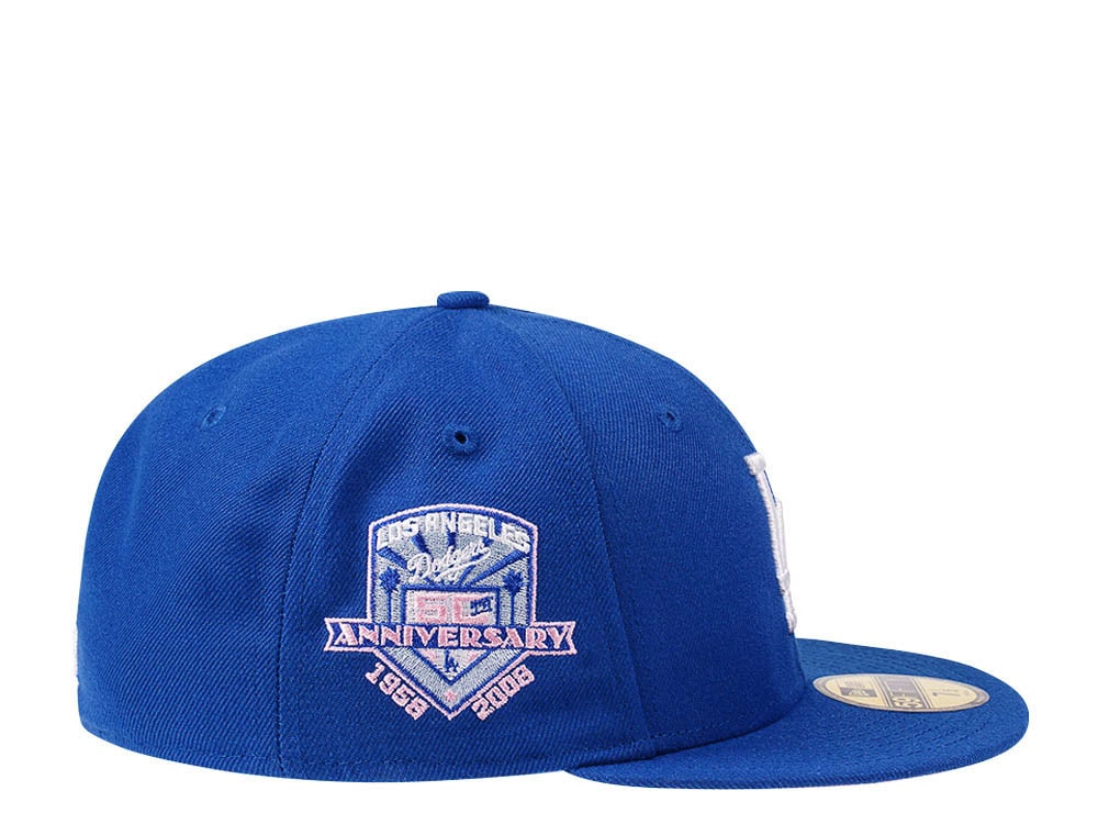New Era Los Angeles Dodgers 50th Anniversary Bright Blue and Pink Edition 59Fifty Fitted Hat