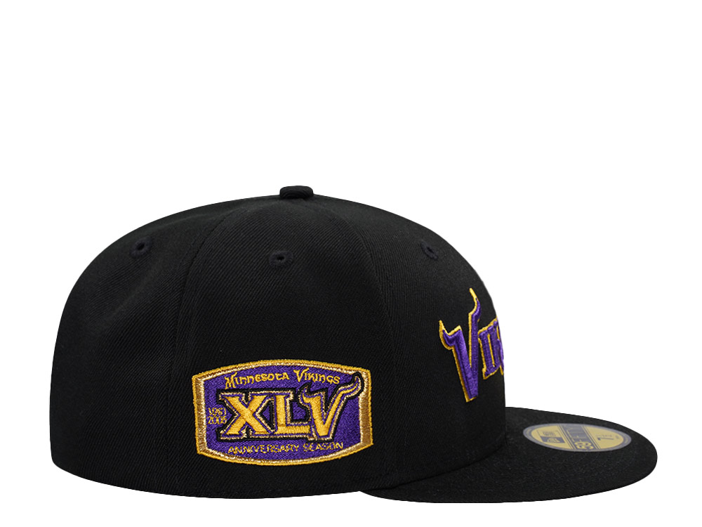New Era Minnesota Vikings Script Black Prime Edition 59Fifty Fitted Hat