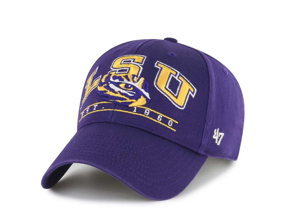 LSU Tigers Baseball Hat | Purple Adjustable Cap With Embroidered Logo (Desert Cactus)