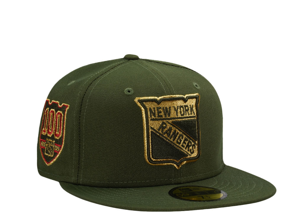 New Era New York Rangers 100th Anniversary Rifle Green Prime Edition 59Fifty Fitted Hat