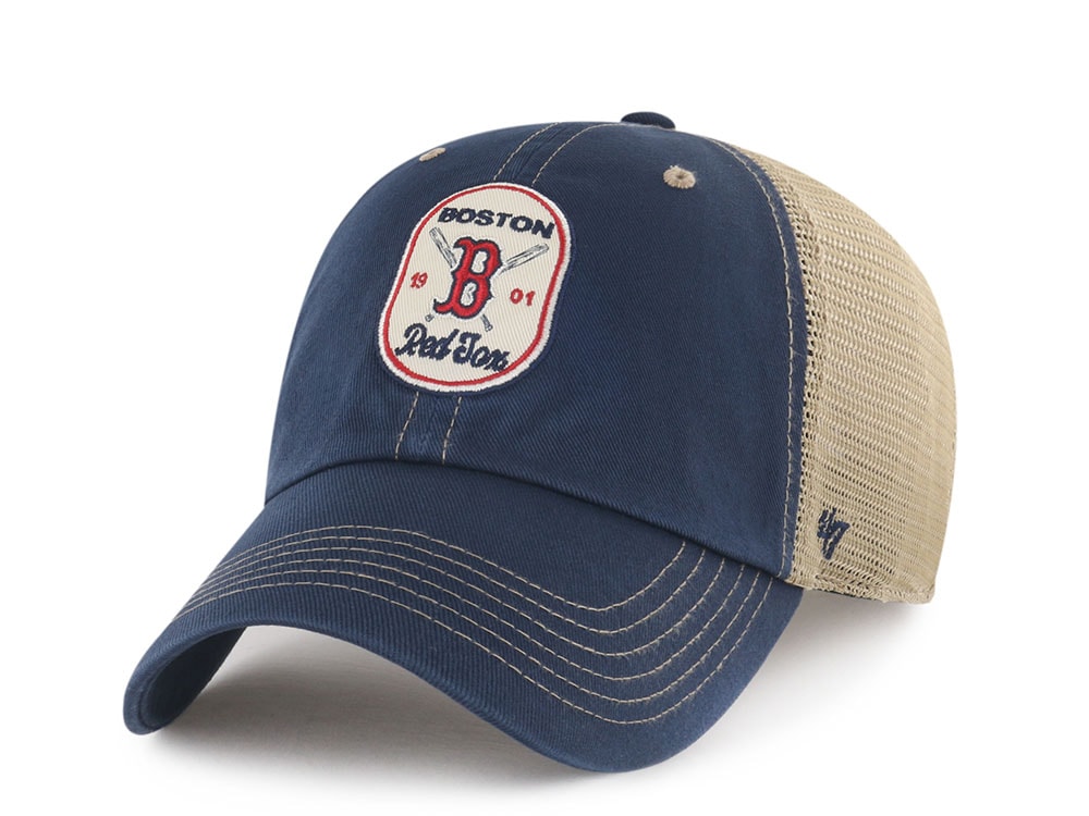 47 Brand Boston Red Sox Cross Patch Navy Trucker Clean Up Snapback Hat