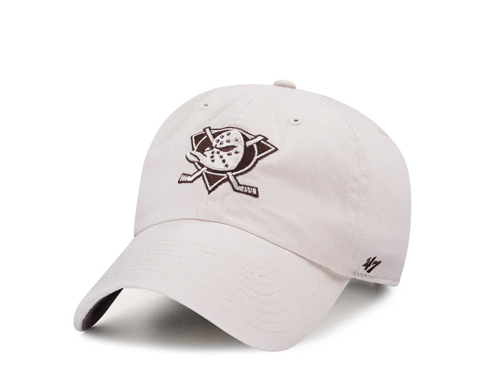 47Brand Anaheim Ducks Bone Ballpark Clean Up Strapback Hat
