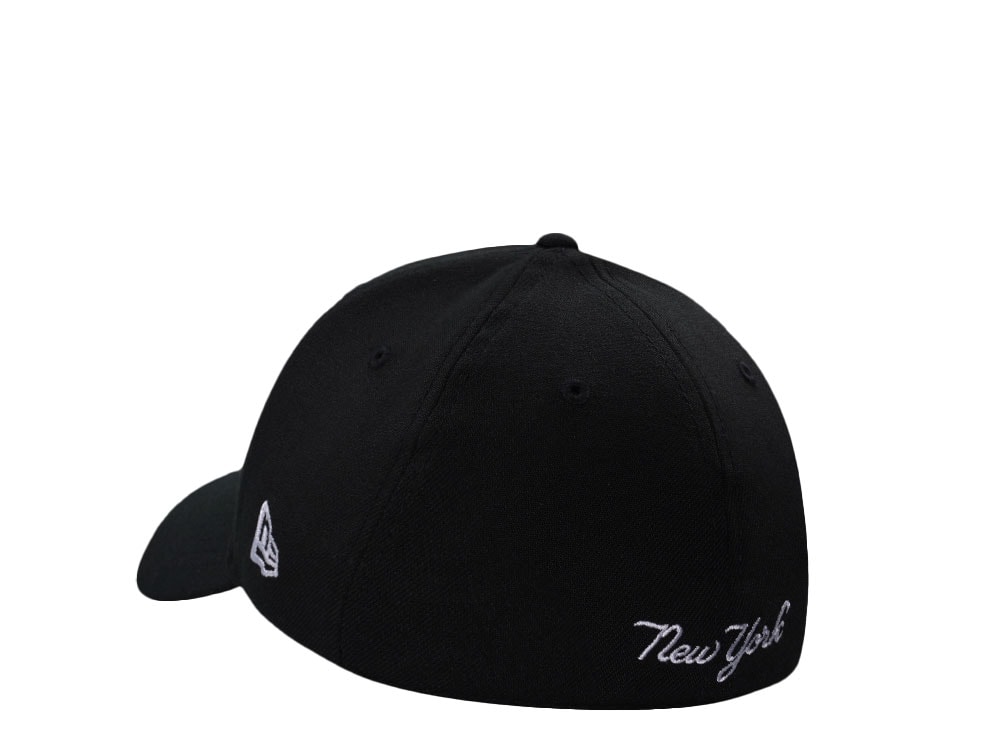 New Era New York Yankees Black Script Edition 39Thirty Stretch Fit Hat