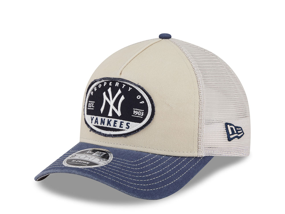New Era New York Yankees Frayed Patch Stone Two Tone Edition 9Forty M Crown A Frame Trucker Snapback Hat