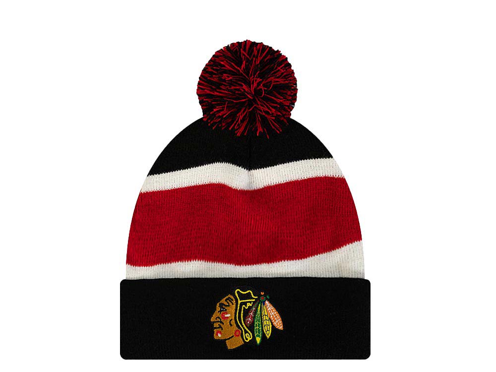 Mitchell & Ness Chicago Blackhawks Stripe Pom Knit