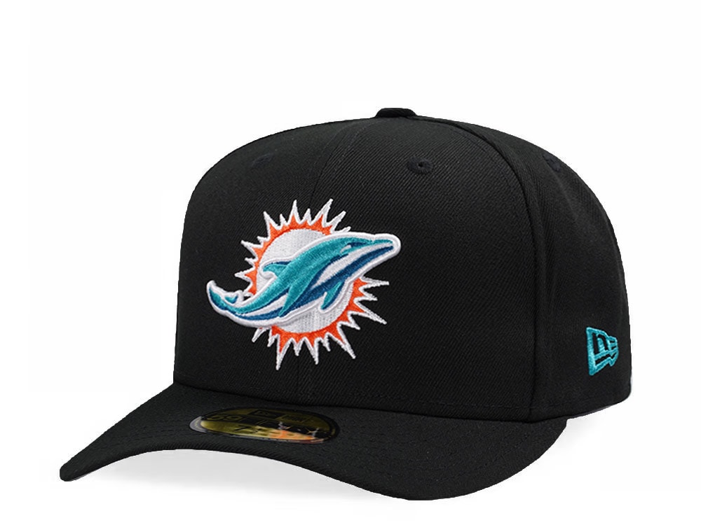New Era Miami Dolphins Black Classic Edition Pre Curved 59Fifty Fitted Hat