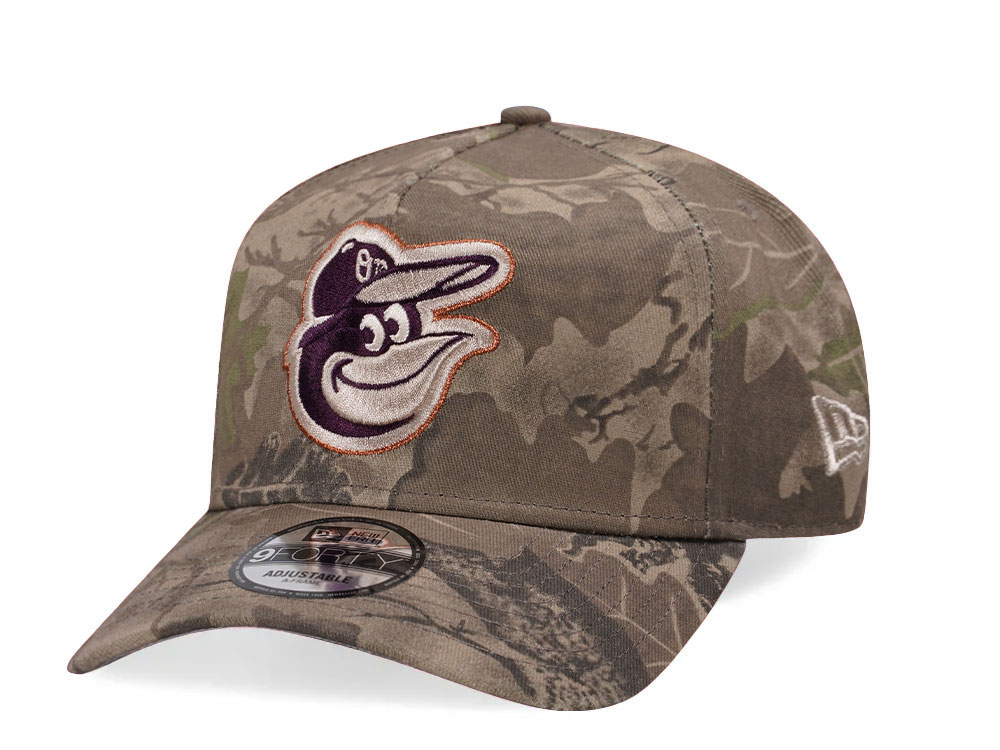 New Era Baltimore Orioles Leaf Camo Copper 9Forty A Frame Snapback Hat
