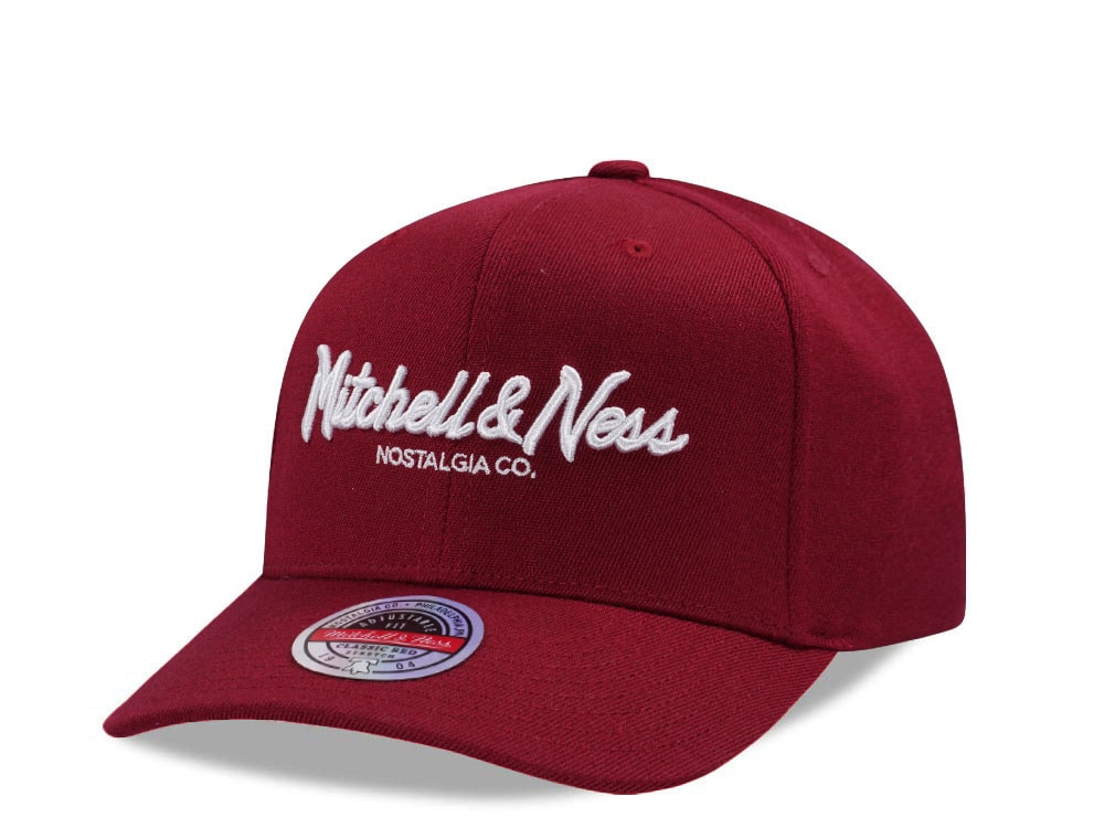 Mitchell & Ness Pinscript Maroon Classic Red Stretch Snapback Hat