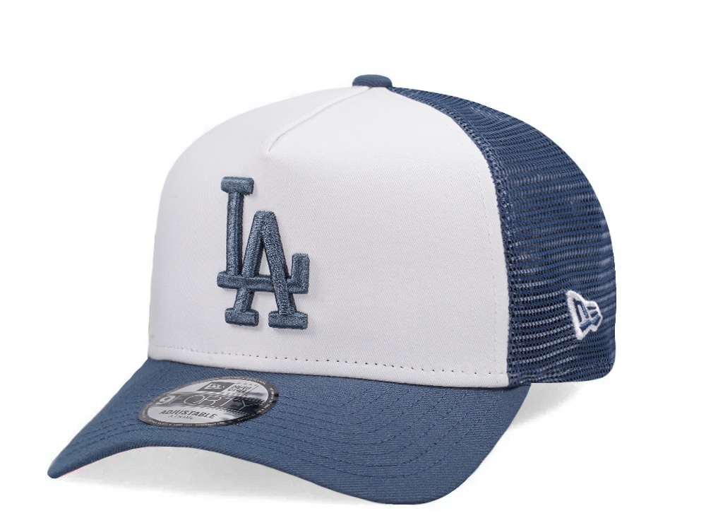New Era Los Angeles Dodgers Indigo White Two Tone Edition 9Forty A Frame Trucker Snapback Hat