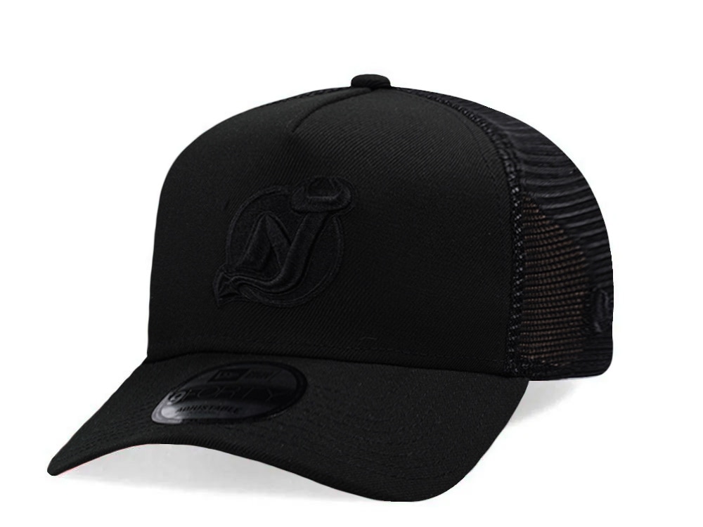 New Era New Jersey Devils Black Prime Edition 9Forty A Frame Trucker Snapback Hat