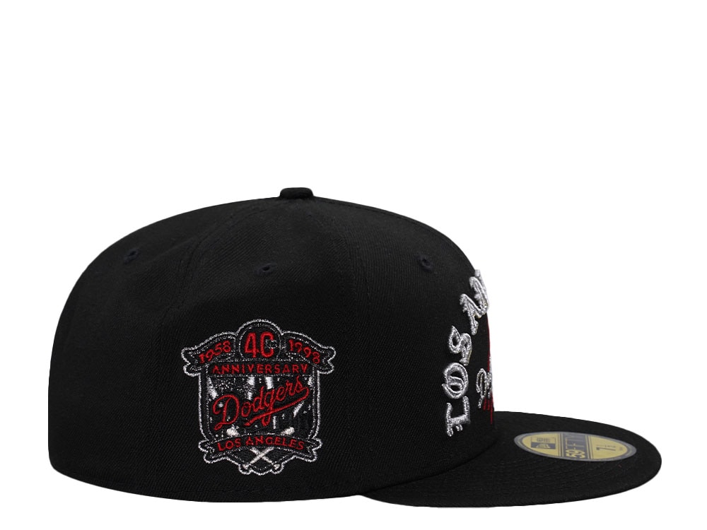 New Era Los Angeles Dodgers 40th Anniversary Script Black Prime Edition 59Fifty Fitted Hat