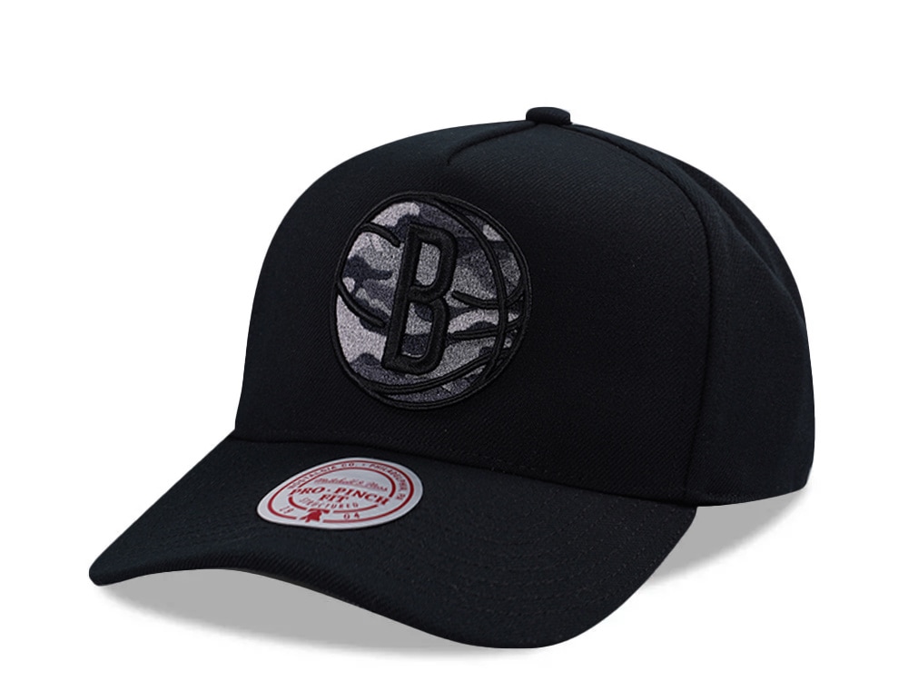 Mitchell & Ness Brooklyn Nets 404 Club Camo Black Edition Pro Pinch Fit Snapback Hat