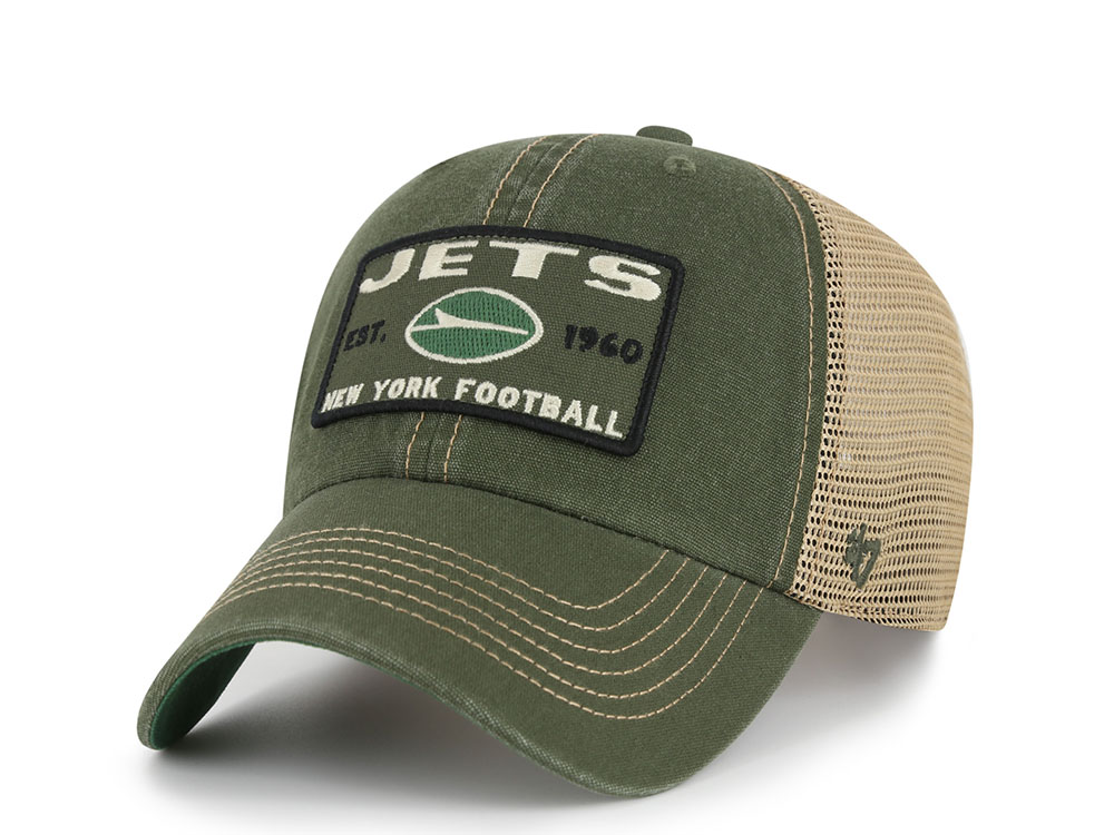 47 Brand New York Jets Washed Green Clean Up Strapback Hat