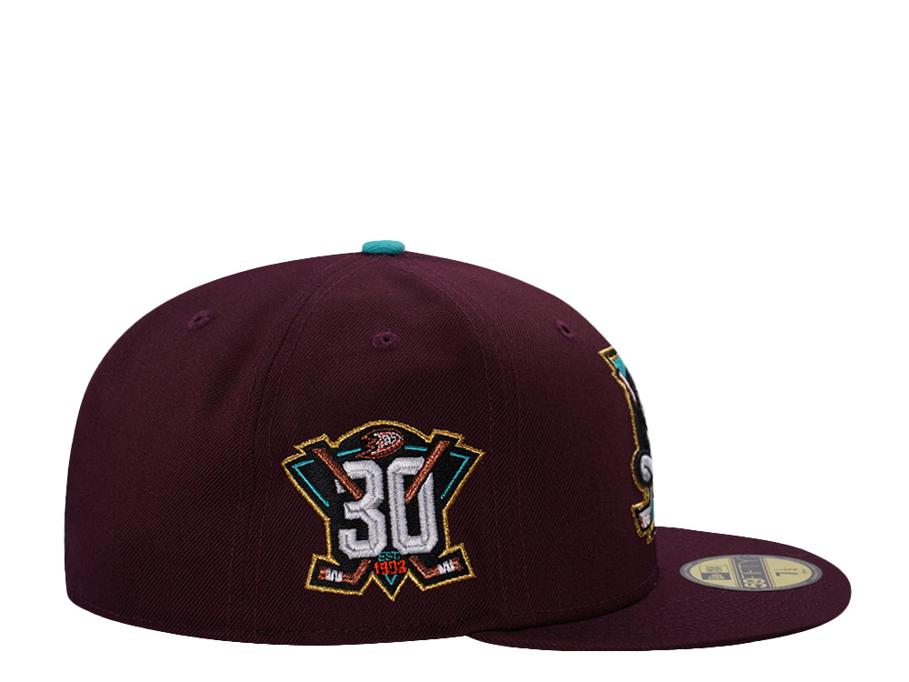 New Era Anaheim Ducks 30th Anniversary Maroon Prime Edition 59Fifty Fitted Hat