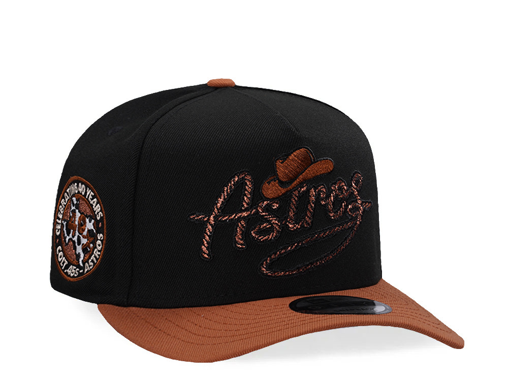 New Era Houston Astros 40th Anniversary Lasso Black Two Tone Edition 9Fifty A Frame Snapback Hat