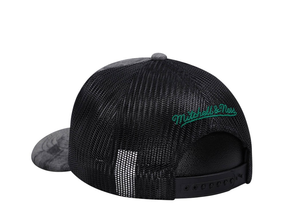 Mitchell & Ness Boston Celtics Burnt Ends Black Trucker Snapback Hat