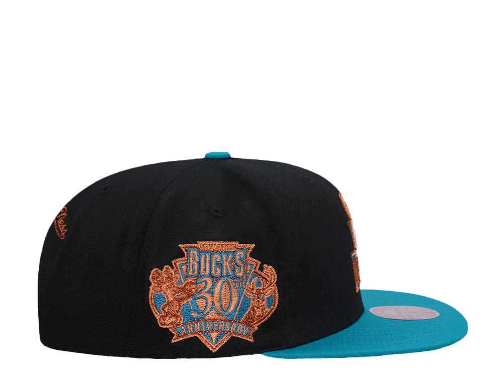 Mitchell & Ness Milwaukee Bucks 30th Anniversary Make Cents Black Two Tone Hardwood Classic Snapback Hat