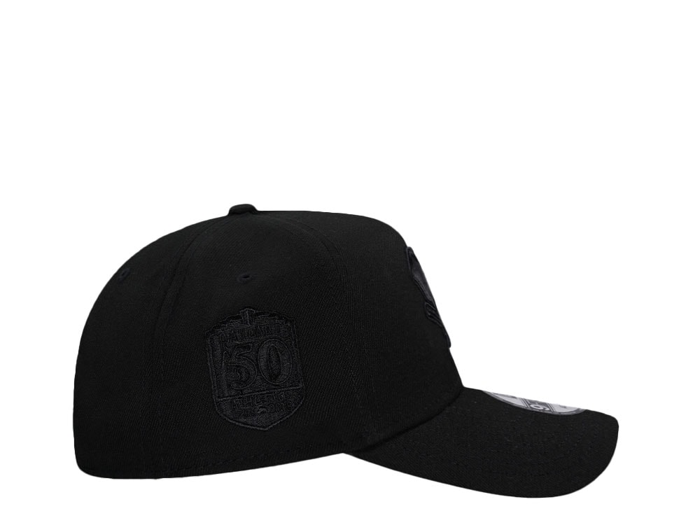 New Era Oakland Athletics 50th Anniversary Black On Black 9Forty A Frame Snapback Hat