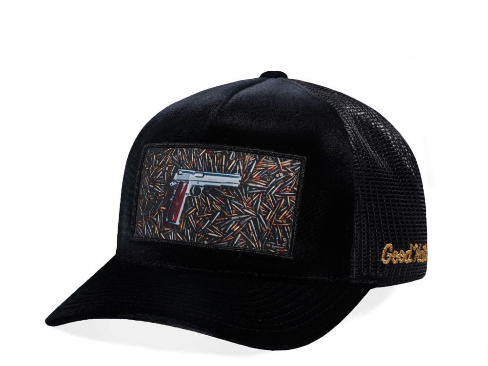 Good Hats Home Defense Black Velour Trucker Snapback Hat