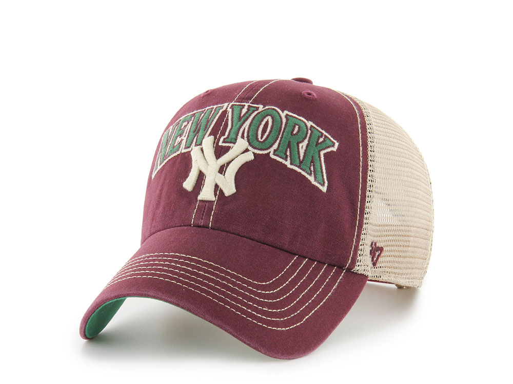 47Brand New York Yankees Dark Maroon Tuscaloosa Edition Trucker Clean Up Snapback Hat