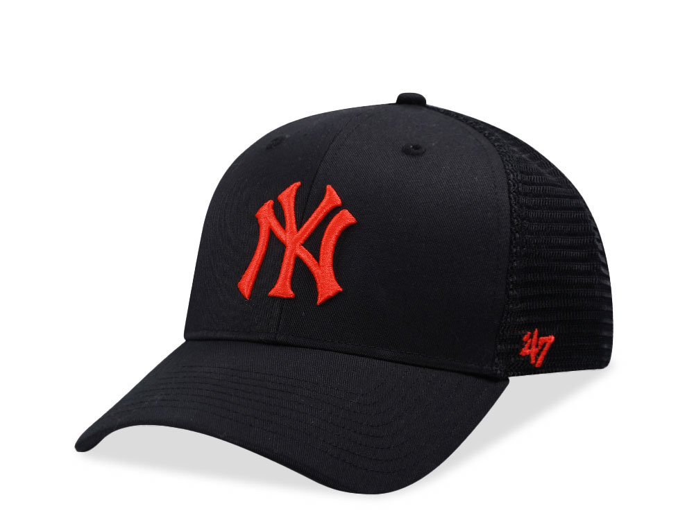 New York Yankees '47 Brand Black MVP Flagship Adjustable Trucker Hat - Adult One Size, Officially Licensed MLB