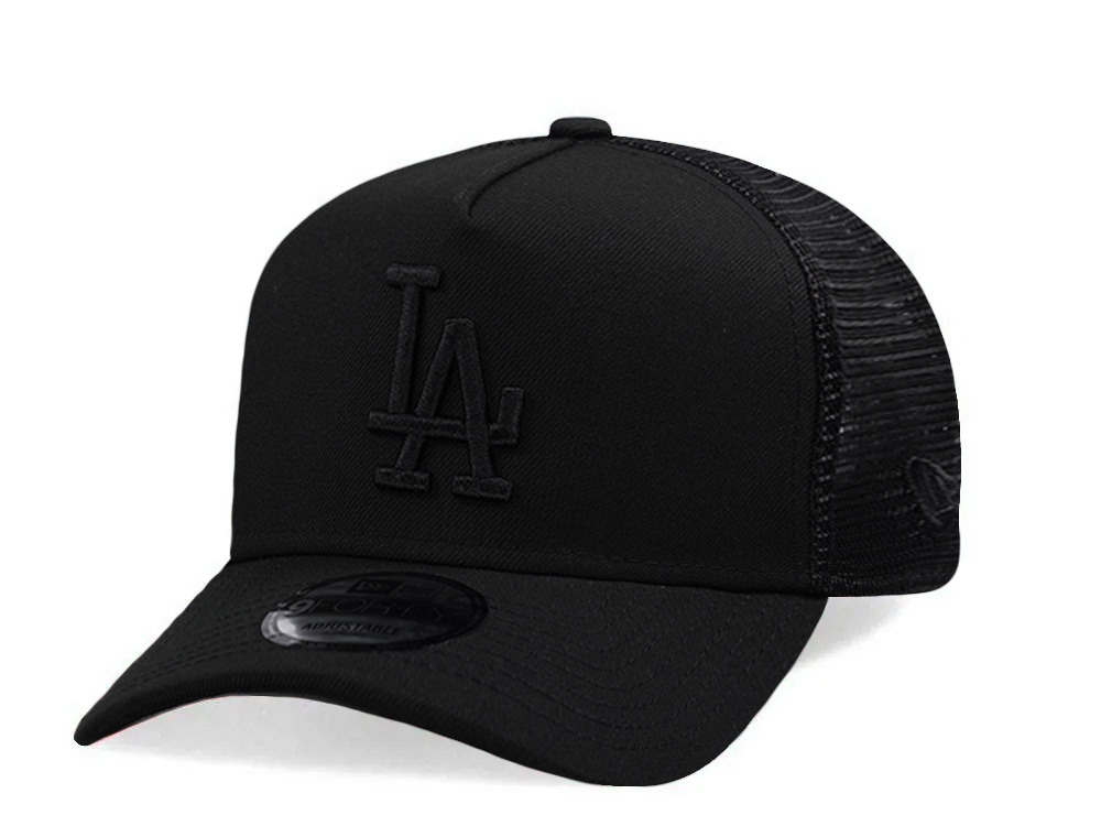 New Era Los Angeles Dodgers Black On Black Edition 9Forty A Frame Trucker Snapback Hat